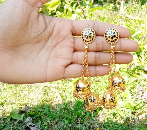 Assamese_Traditional_Copper_Jhumka_Black_Colour_For_Girls_&_Women